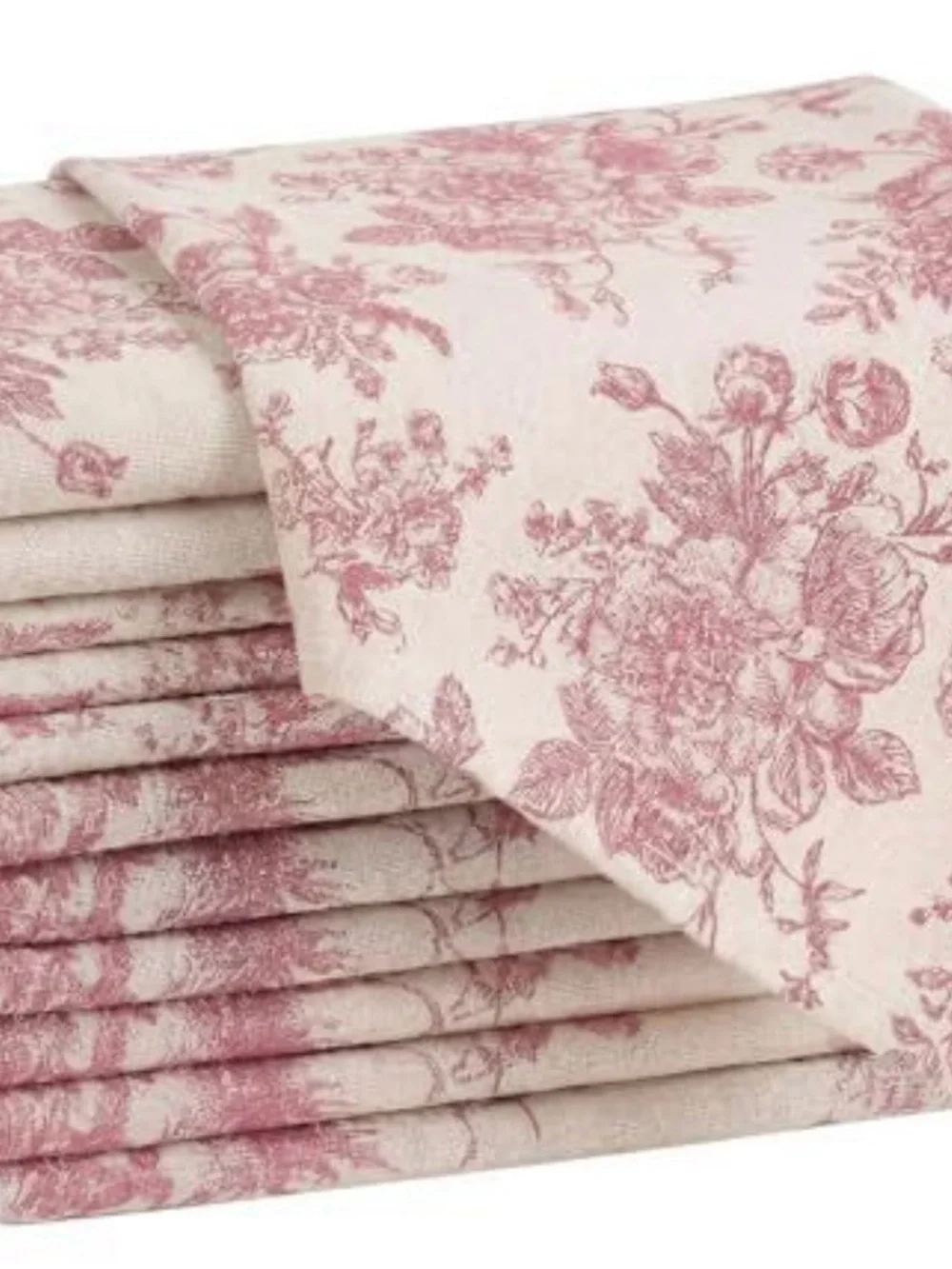 Floral Toile Print Table Napkins - Pink on Cream